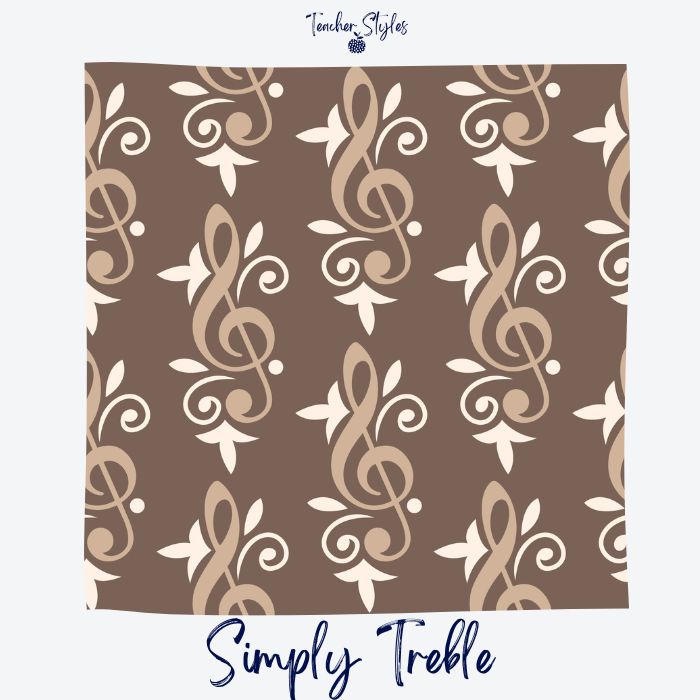 Swatch for Simply Treble by Teacher Styles.  deep beige with treble clefs